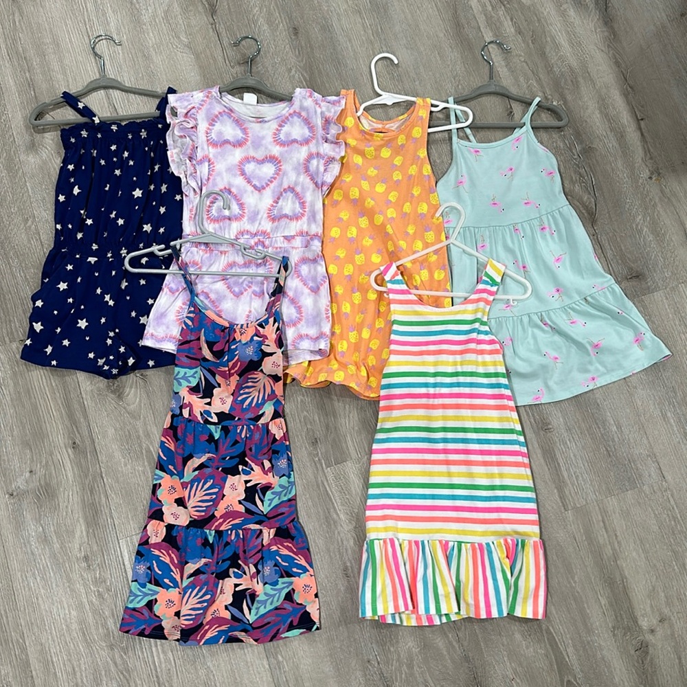 Gap factory and cat and jack dresses and rompers. Size 5 & 6.